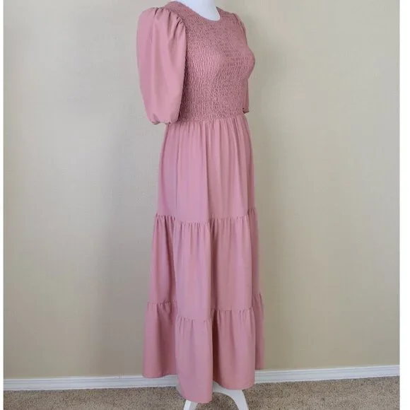 WAYF Camden Smocked Midi Tiered Dress - XS - Picture 8 of 9